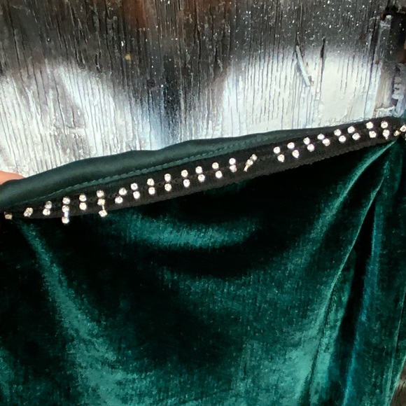 Zara Rhinestone Fringe Green Velvet Mini Dress Size M- OBO - Picture 8 of 10